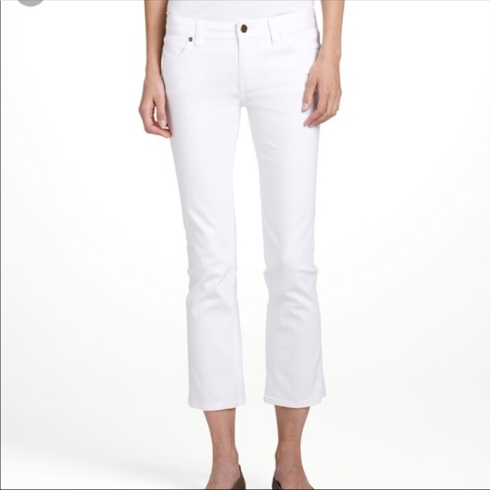 Tory Burch White Cropped Slim Boot Denim Jeans 26